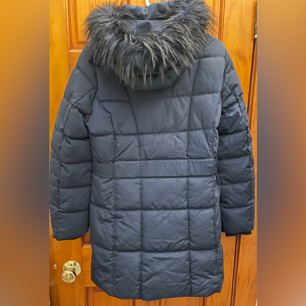NWOT Tommy Hilfiger Women's Belted Faux-Fur Trim Hooded Puffer Coat Large 12-14 - Picture 12 of 14